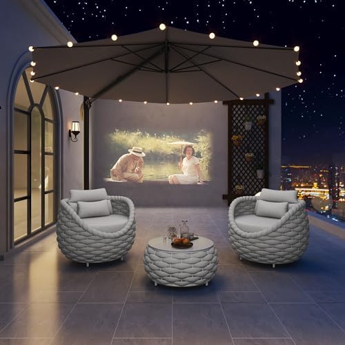 TWT Patio Furniture Set-5 Pieces Aluminum Sectional Sofa, Light Grey - Image 5