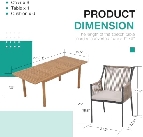 Patiorama 7 Piece Outdoor Dining Set - Image 2