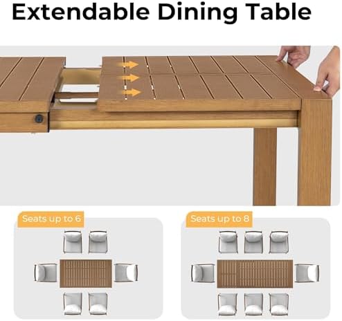 Expandable Aluminum Outdoor Dining Set, 9-Piece Patio Aluminum Dining Set - Image 2