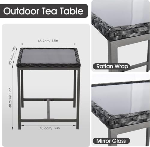 Bistro 3 Piece Patio Furniture Set, Patio Table and Rattan Outdoor Rocking - Image 4