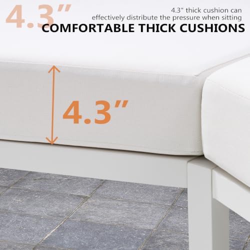 5 Piece Aluminum Outdoor Sectional Sofa Set, Curved Sofa - Image 6