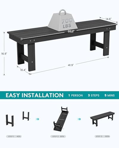 SERWALL 2-Person Backless Outdoor Bench 56 Inches - Image 3