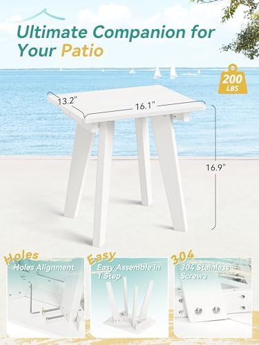 Outdoor Side Table, HDPE Weather Resistant Small Patio Table - Image 3