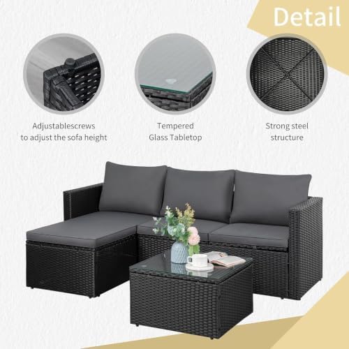 3-Piece All-Season Wicker Patio Sectional Sofa Set - Image 4