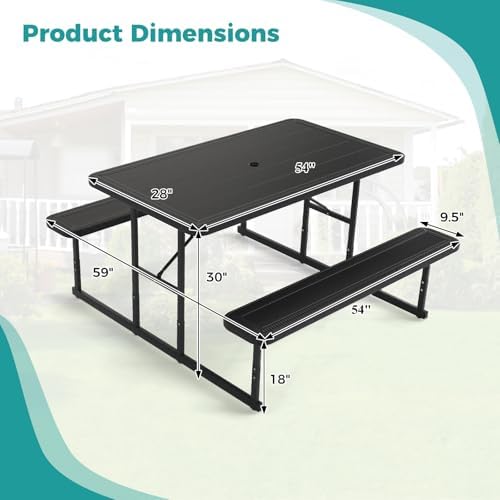 GIANTEX Picnic Table Bench Set for 4 People, 4.5FT Outdoor Rectangular Dining - Image 4