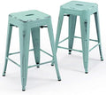 24 Inch Metal Bar Stools Set of 2, Stackable by VogueFurnitureDirect