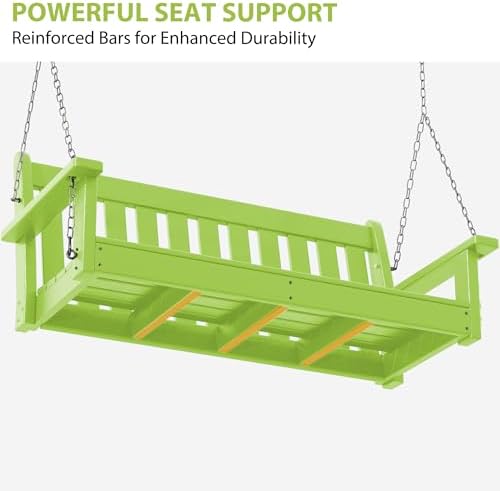 Paradise Outdoor Patio HDPE Hanging Front Porch Swing Bench - Image 4