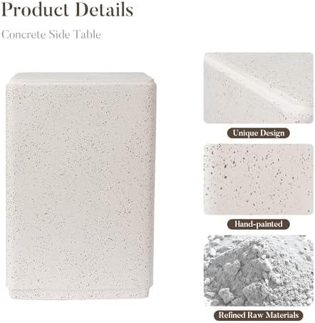 COSIEST 14" Outdoor Side Table, Square Concrete End Table - Image 4