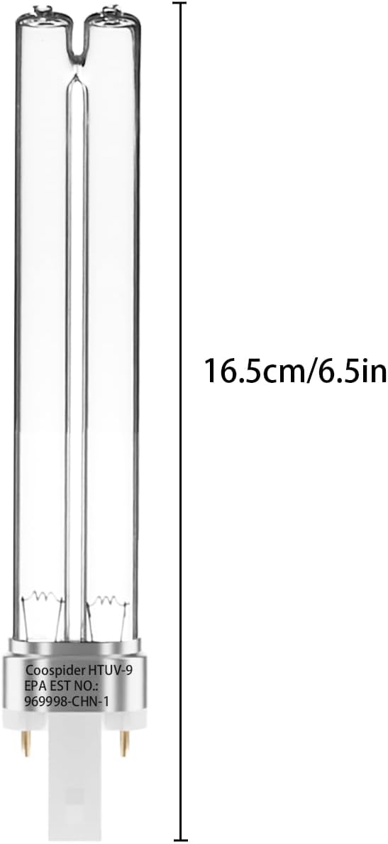 2 pcs 9 WATT UV UVC PL-S9/TUV G23 Base Replacement UV Light Bulb for Outdoor Pond Clarifier Compatible with JUP-01 UVE9 CF400 CF500 UVCP-9 UV Light for Aquarium