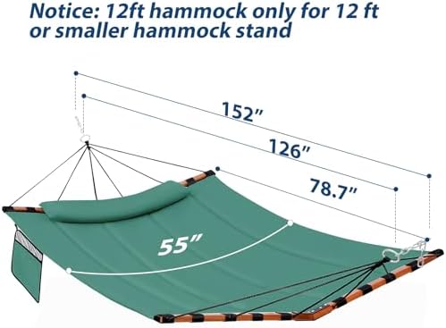 12FT 2 Person Hammock with V Shaped Spreader Bar -Lake Blue - Image 6