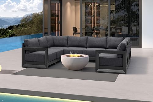 PURPLE LEAF Patio Furniture Set 8 Pcs w/ 9.6" Thick Removable Cushion by Unknown