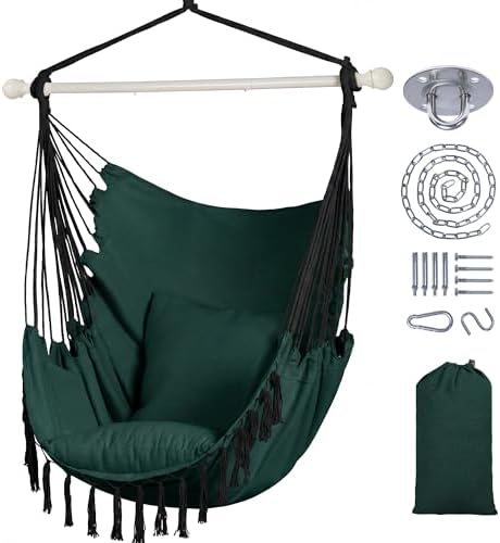 Hammock Chair Hanging Rope Swing Seat-Max 450lbs Capacity by SUNCREAT
