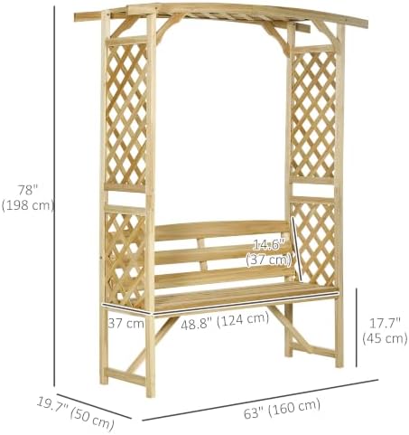 Outsunny Patio Garden Bench Arbor Arch - Image 3