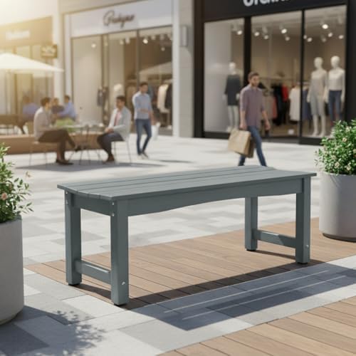 Weatherproof HIPS Outdoor Bench, 2-Person Patio Dining Bench, All-Weather Poly - Image 2