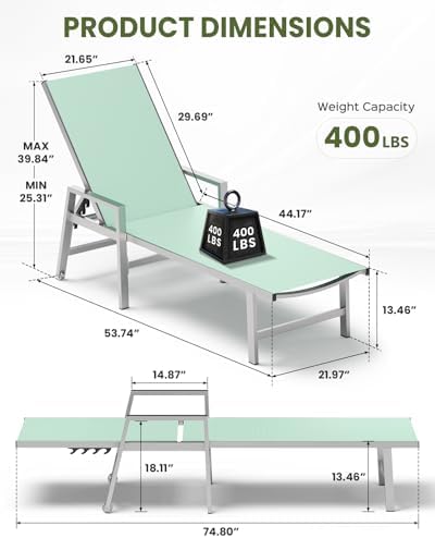 Patio Chaise Lounge Chair Outdoor Set of 2 - Image 2