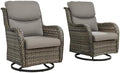 Outdoor Wicker Swivel Rocker Patio Chairs Set of 2, Cushion Smile Grey by Rilyson
