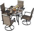 Patio Table and Chairs Set, Outdoor Table and Chairs, Padded Brown by Murago