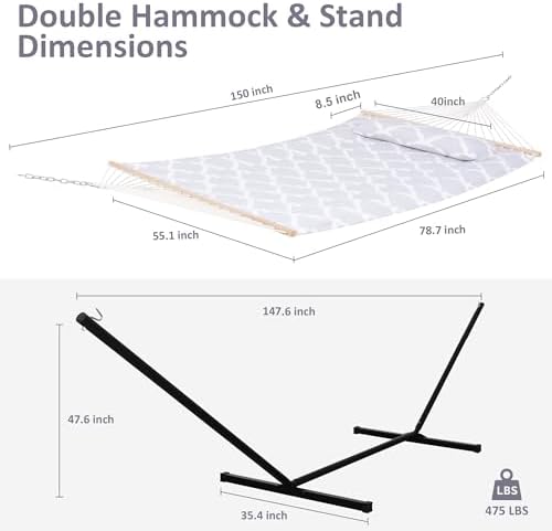 SUNCREAT Double Hammock, Extra Large Quilted Fabric Swing - Image 6