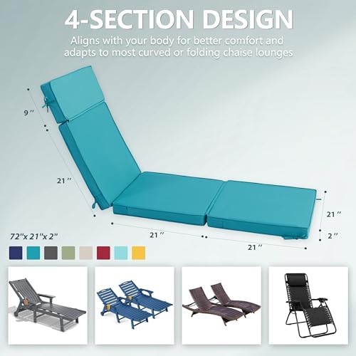 72 x 21 Inch Outdoor Chaise Lounge Cushions Set of 4 - Image 3