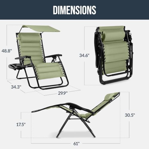Best Choice Products Oversized Padded Zero Gravity Chair Recliner w/ Canopy - Image 2