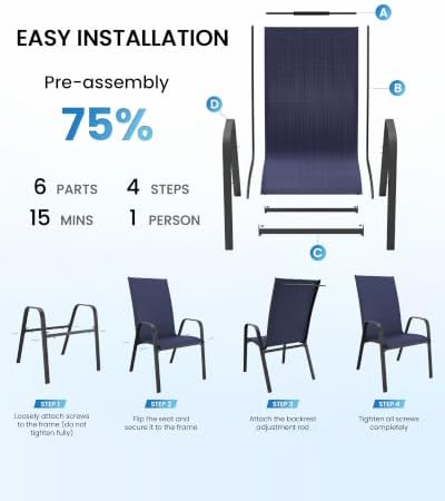Patio Chairs Set of 4, Outdoor Dining Chairs - Image 6