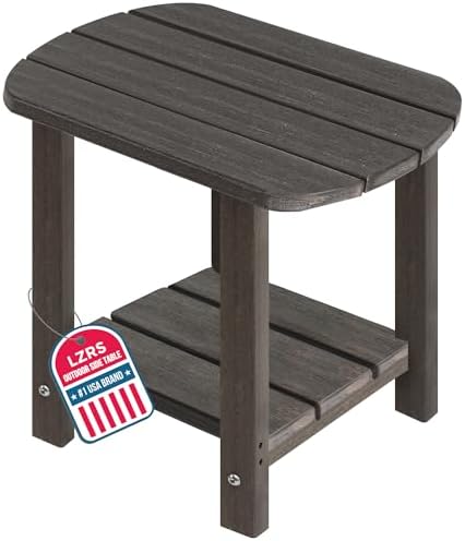 2-Tier Patio Side Table, Heavy Duty HDPE Outdoor End Table by LZRSPET