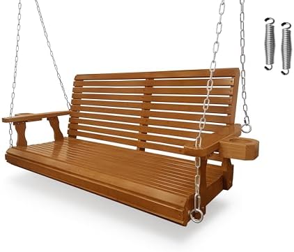 Fortune Candy Wooden Porch Swing, Cedar Tone, 4.5 FT Extra Large by FortuneCandy
