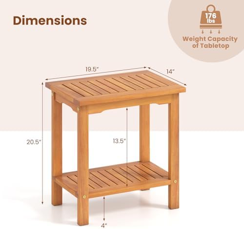 Tangkula Outdoor Side Table, 2-Tier Patio End Table - Image 3