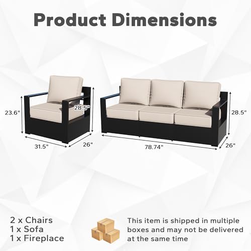 Outdoor Aluminum Furniture Set, 4-Piece Patio Conversation Set, 2 Chairs - Image 2