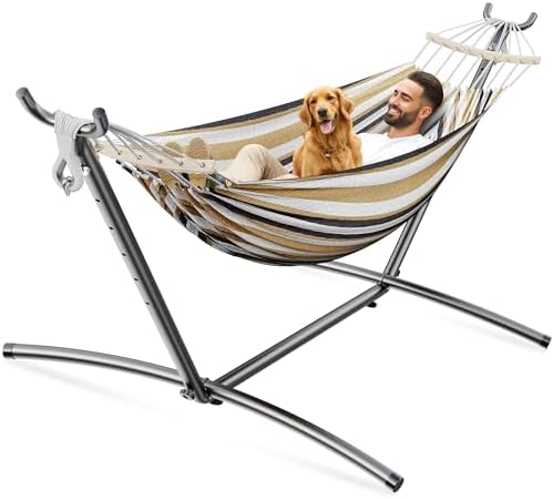 ANAGOO 2 Person Hammock with Stand, 500 lb Indoor Outdoor by ANAGOO