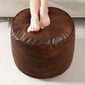 HIGOGOGO Round Stuffed Pouf Ottoman, Pu Leather Poufs by HIGOGOGO