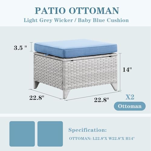 Wicker Outdoor Ottomans Set of 2 - Image 2