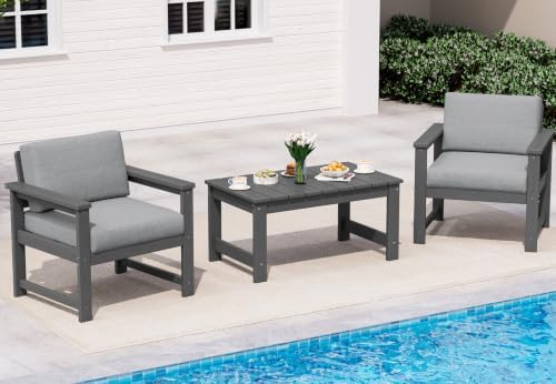 SERWALL 3 Pieces HDPE Outdoor Sofa Bistro Set by SERWALL