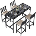 5 Piece Outdoor Patio Bar Set, 54.7" Rectangular Counter Height High Top Bar by Unknown