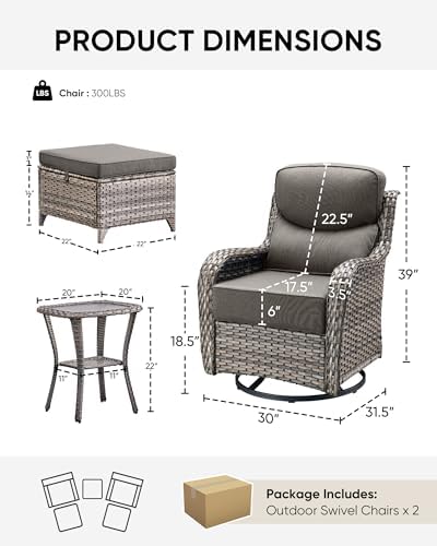 5 Piece Wicker Swivel Rocker Patio Set - Image 2