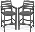 SERWALL 2-Pieces Tall Adirondack Chairs, HDPE Balcony Barstools Set by SERWALL