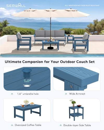SERWALL HDPE Outdoor Patio Furniture Set Outdoor Couch - Image 5
