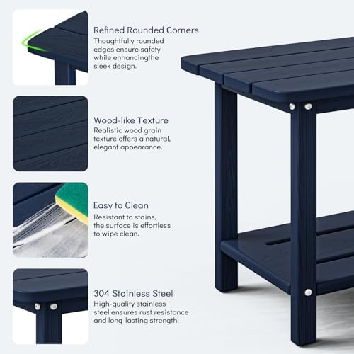 2-Tier Outdoor Side Table, HDPE Patio End Table - Image 6