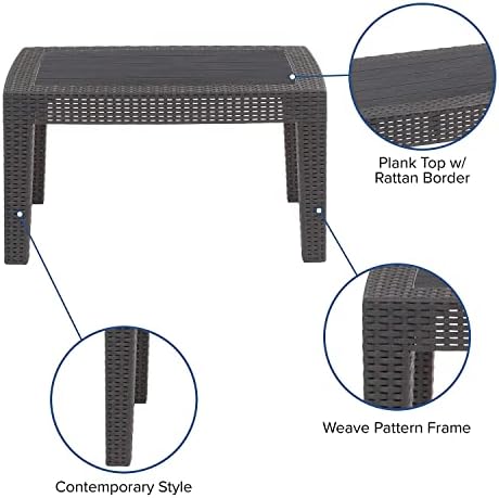 Flash Furniture Seneca Dark Gray Faux Rattan Coffee Table - Image 3