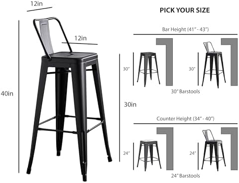 AC Pacific 30” Metal Barstool Set of 4 – Country Rustic Style - Image 3