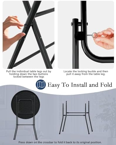 32" Round Folding Table, Plastic Bar Height Tables - Image 5