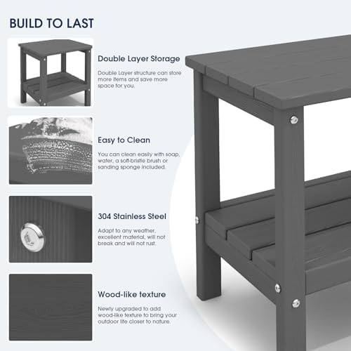 Double Side Table, Adirondack End Table- Gray - Image 6
