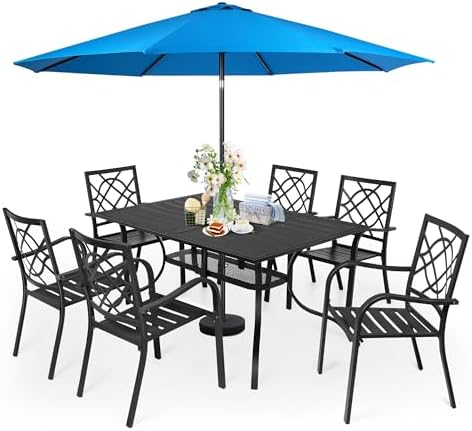 8-Piece Outdoor Wrought Iron Chairs and Table Patio Dining Furniture Set by HOME