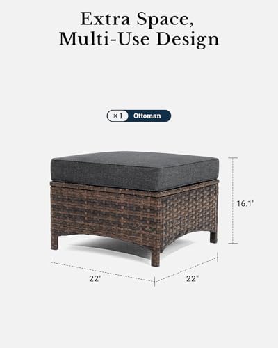 2PCS Outdoor Ottomans for Patio, Outdoor Footstools - Image 3