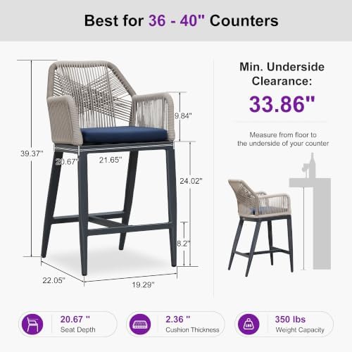 PURPLE LEAF 1 Piece Counter Height Bar Stool - Image 3