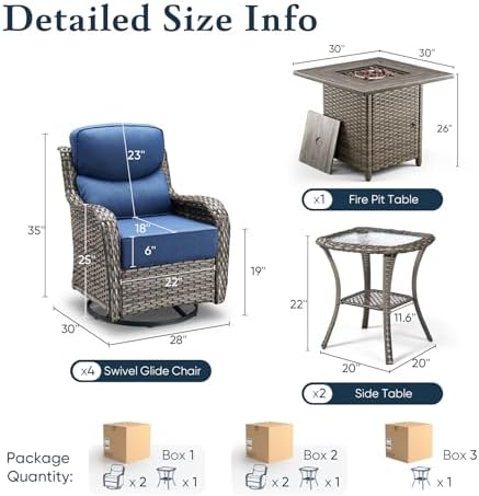 Luxury 6" Thick Cushioned Outdoor Swivel Rocker Chairs Set of 4 - Image 2