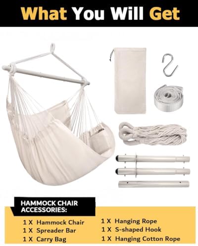 ADVOKAIR Hammock Chair Swing 500lbs Steel Bar Multi-Size Bedroom&Porch - Image 6