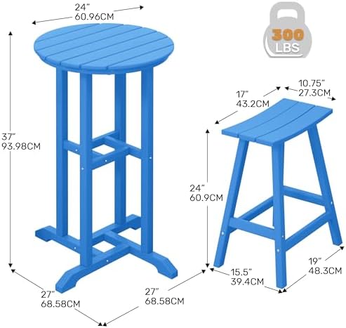 Outdoor Bar Table, Patio Bar Table 3-Pieces Set Bistro Dining Table Pub Table - Image 2