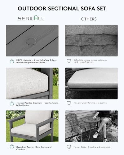 SERWALL HDPE Outdoor Patio Furniture Set Outdoor Couch - Image 5