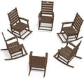 SERWALL Outdoor Rocking Chair Set of 6, Oversized HDPE Rocker by SERWALL
